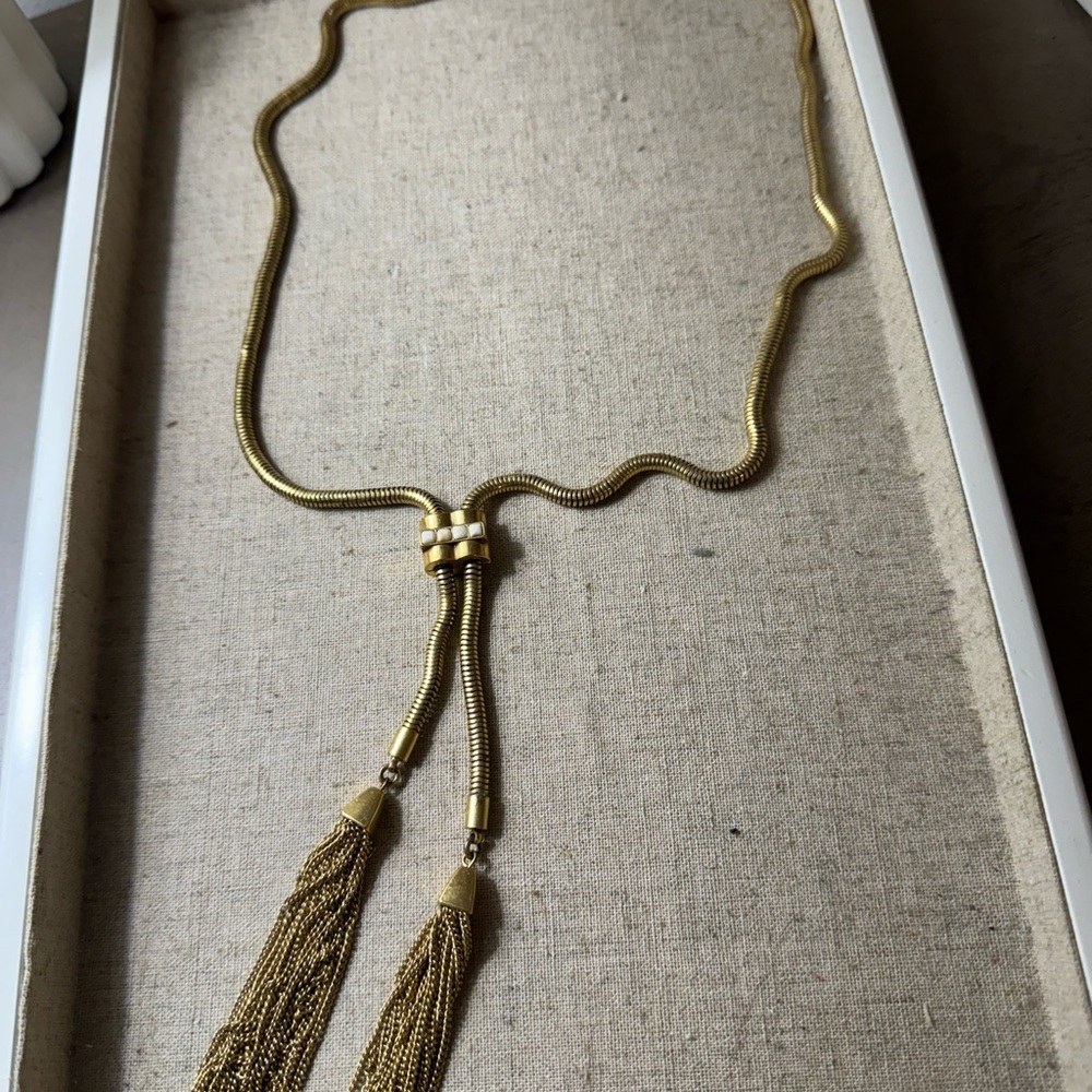 Gold Double Tassel Necklace